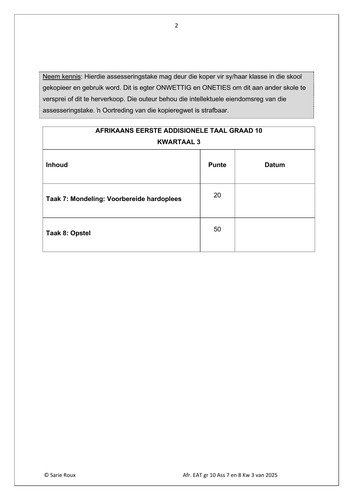Afrikaans EAT Gr. 10 Assesseringstaak 2025 Kwartaal 3 Take 7 & 8 - Image 5